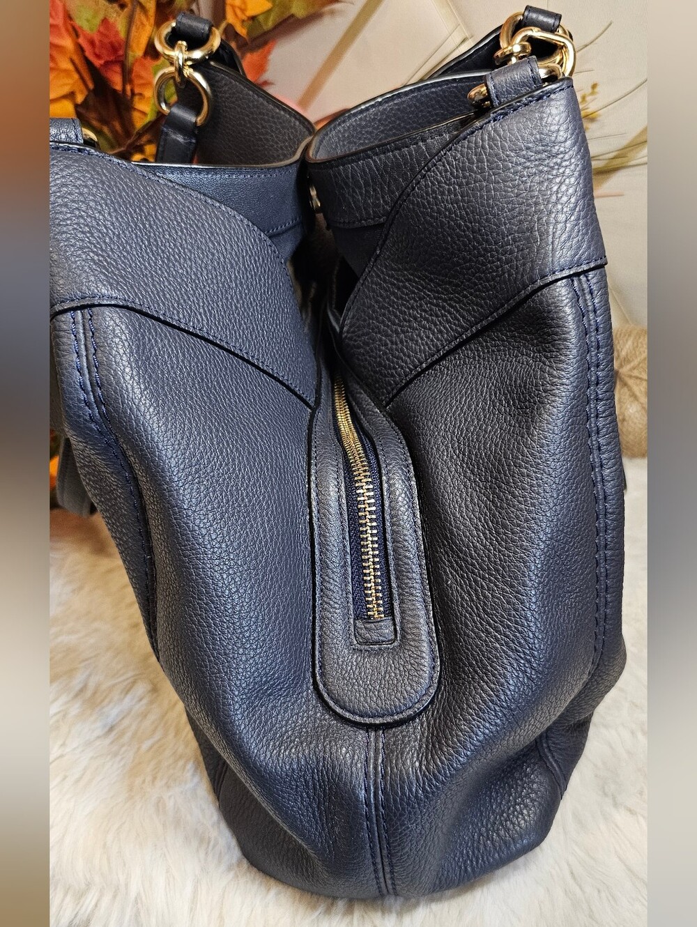 Coach Lexy Pebbled Leather Shoulder Tote with Gold Hardware - Picture 5 of 13
